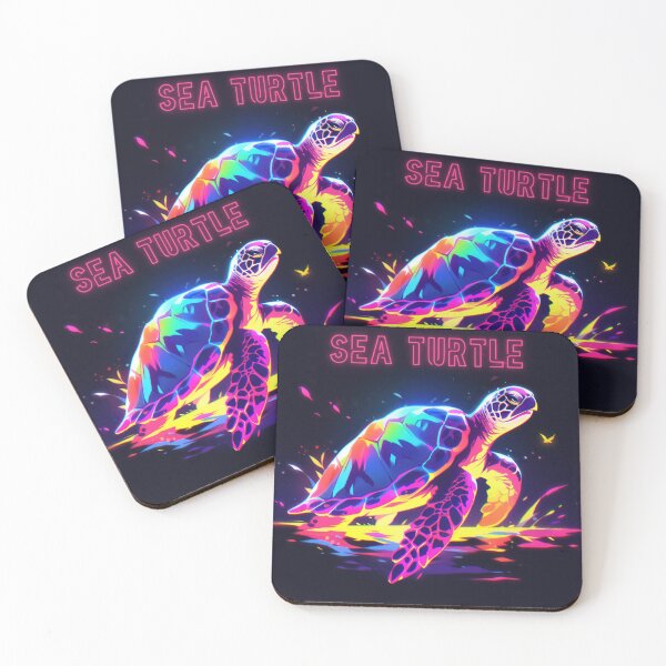 Item preview, Aquatic Luminescence: The Neon Sea Turtle Journey designed and sold by KaleidoKiosk.