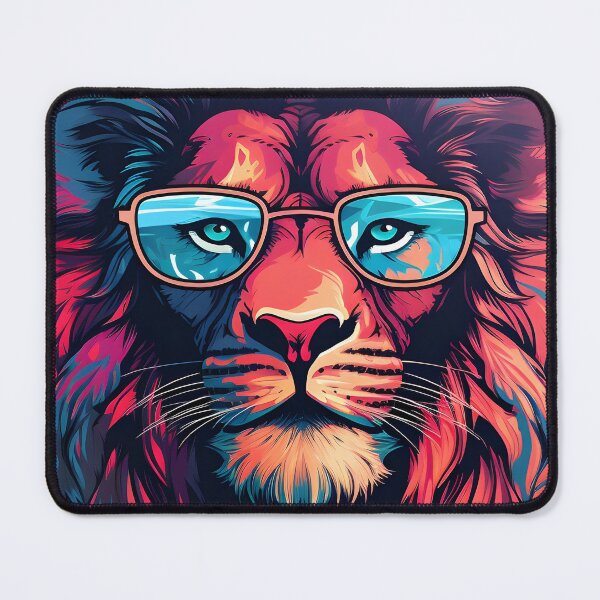 Item preview, Portrait of a Lion in Vaporwave Style designed and sold by Artful-Adam.