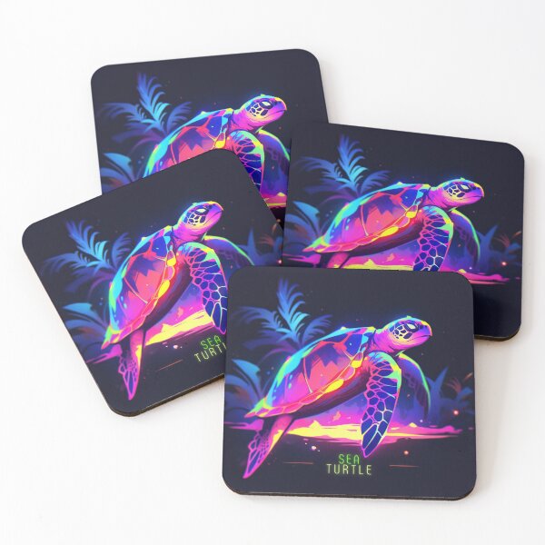 Item preview, Aquatic Luminescence: The Neon Sea Turtle Journey designed and sold by KaleidoKiosk.