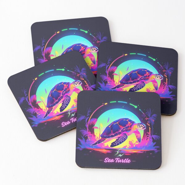 Item preview, Aquatic Luminescence: The Neon Sea Turtle Journey designed and sold by KaleidoKiosk.
