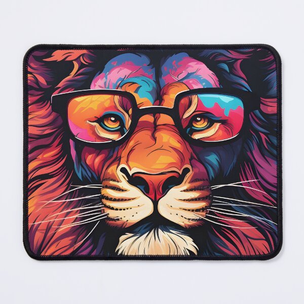 Item preview, Majestic Lion with Glasses: Vaporwave Style designed and sold by Artful-Adam.