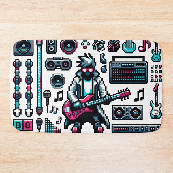 Item preview, Cyber Guitarist Sprite Sheet - Pixelated Cyberpunk Rocker designed and sold by PixelPunkster.