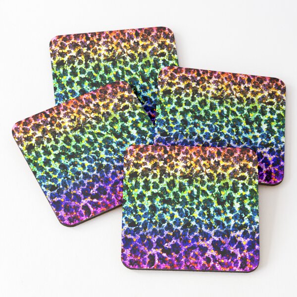 Item preview, colorful leopard print with blue daisies pattern designed and sold by creativerooney.