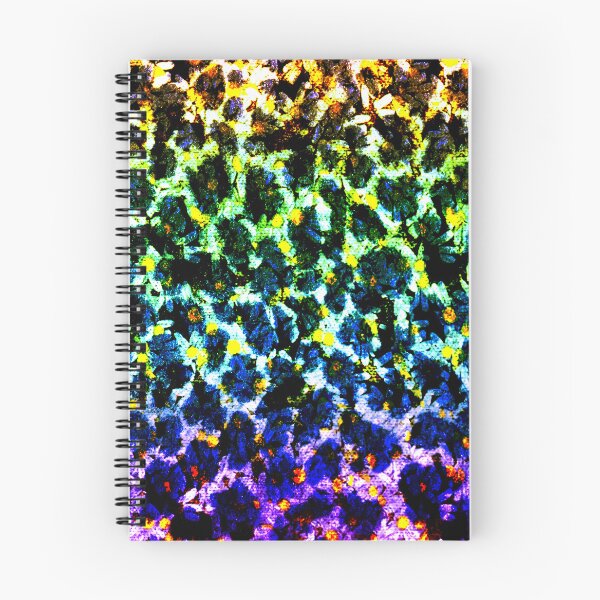 Item preview, colorful leopard print with blue daisies pattern designed and sold by creativerooney.
