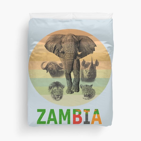 Zambia Wildlife "Big Five" Artwork for Zambia Safari Duvet Cover