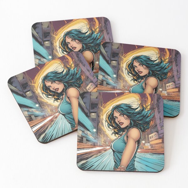 Item preview, Superhero woman strong and fighting in the city designed and sold by vicempe.