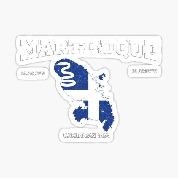 Aperçu de l'œuvre Drapeau et carte de la Martinique, coordonnées de la Martinique, localisation de la Martinique créée et vendue par Flags &  Maps.