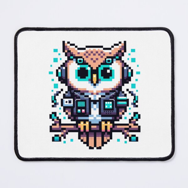 Item preview, Owl Circuit - Pixelated Cyberpunk Avian Charm designed and sold by PixelPunkster.
