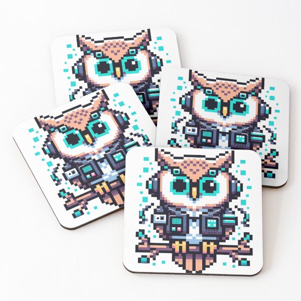 Item preview, Owl Circuit - Pixelated Cyberpunk Avian Charm designed and sold by PixelPunkster.