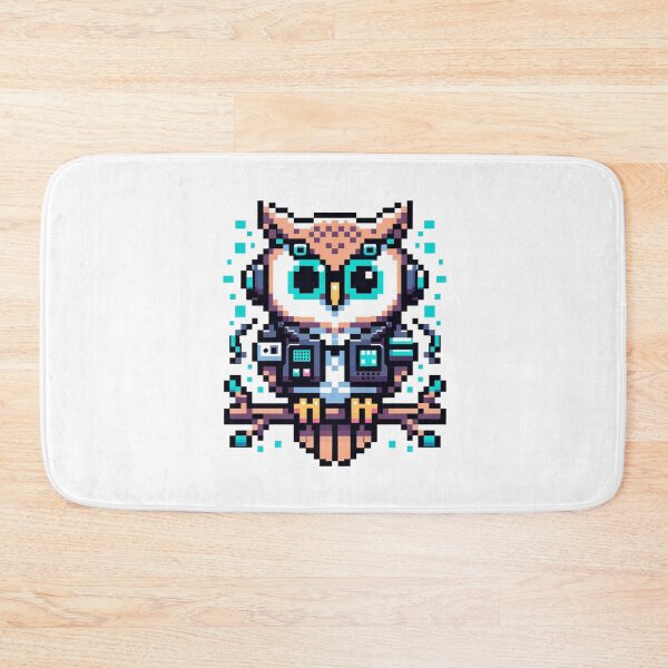 Item preview, Owl Circuit - Pixelated Cyberpunk Avian Charm designed and sold by PixelPunkster.