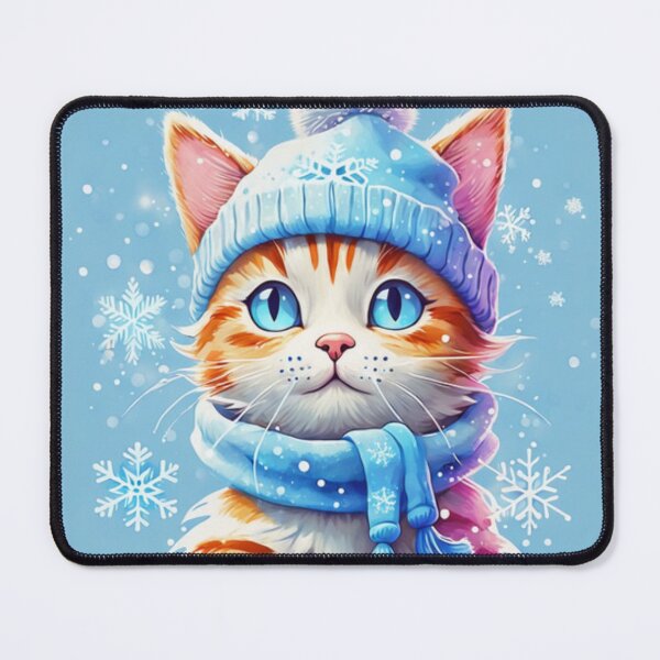Item preview,  cat wearing russinan winter hat and holding snowflake, fantasy splash designed and sold by aipaint.