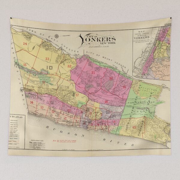Item preview, Vintage Map of Yonkers NY (1907) designed and sold by BravuraMedia.