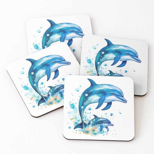 Item preview, Watercolor Two Cute Dolphins designed and sold by FireFXStudio.