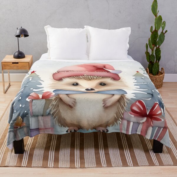 Item preview, Cute Funny Christmas Hedgehog in Santa Hat designed and sold by mindflora.