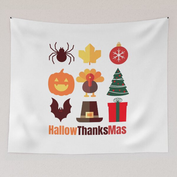 Item preview, HallowThanksMas Halloween Christmas Thanksgiving gift spider bat pumpkin turkey pilgrim hat ornament  designed and sold by InspireGlow.