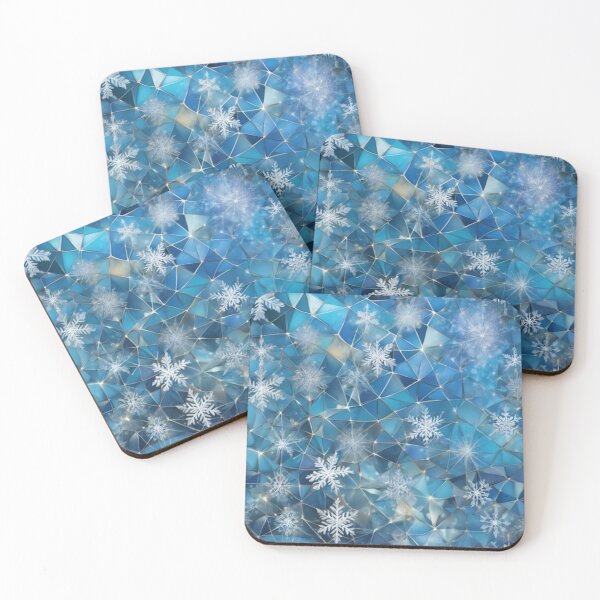 Item preview, Blue plaid pattern, snowflakes drifting across  Broken Glass effect designed and sold by aipaint.