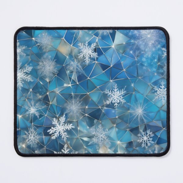 Item preview, Blue plaid pattern, snowflakes drifting across  Broken Glass effect designed and sold by aipaint.