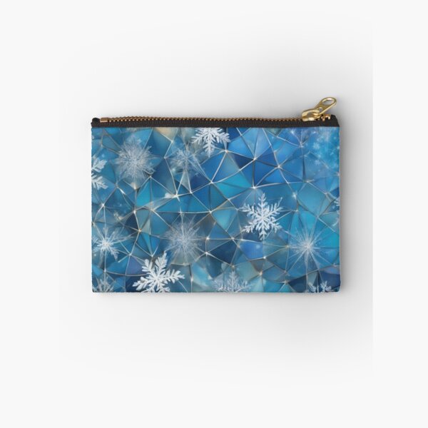 Item preview, Blue plaid pattern, snowflakes drifting across  Broken Glass effect designed and sold by aipaint.