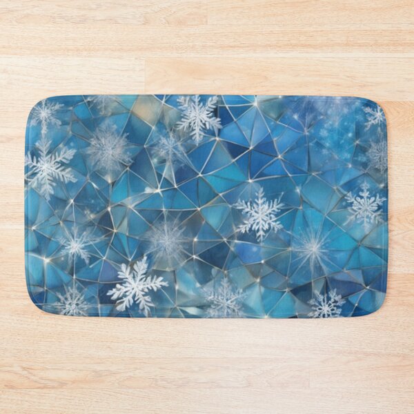 Item preview, Blue plaid pattern, snowflakes drifting across  Broken Glass effect designed and sold by aipaint.