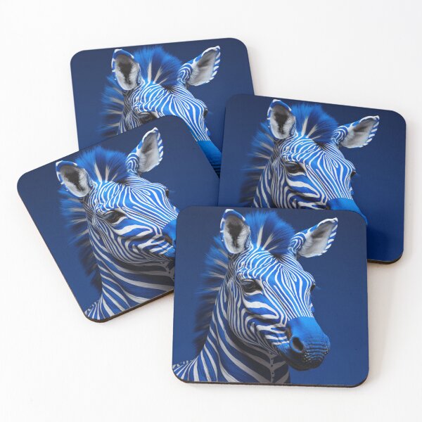 Item preview, Blue zebra portrait, awesome blue artwork designed and sold by silent-violin.
