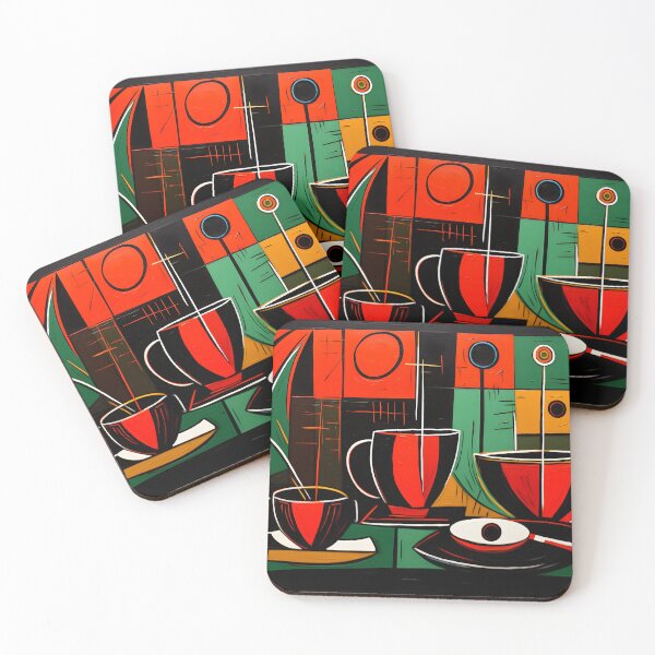 Item preview, Geometric Abstract Coffee Fusion of Bold Hues and Artistic Styles AI Generated designed and sold by OlfactoART Studio.