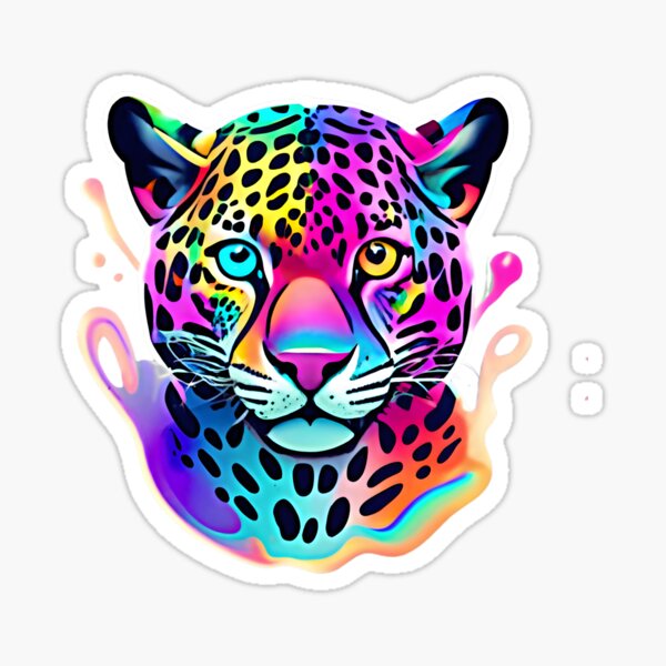Cute Cheetah with Rainbow Fur and Unicorn Horn · Creative Fabrica