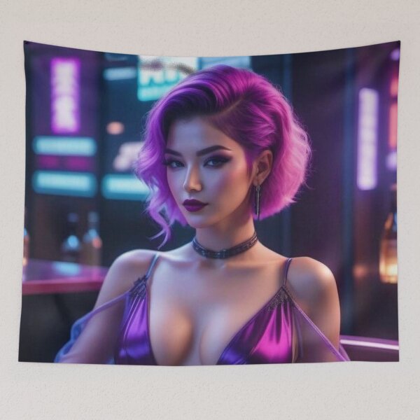 Item preview, Beautiful woman in negligee in purple shade designed and sold by JaroDesign2023.