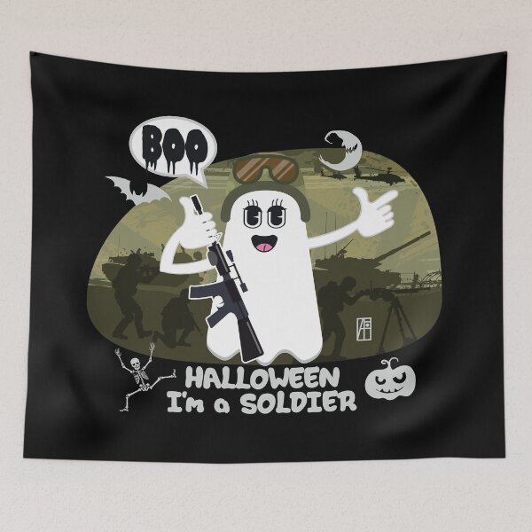 Item preview, BOO Lady Soldier dressed as a GHOST - cute Halloween designed and sold by ArtProjectShop.