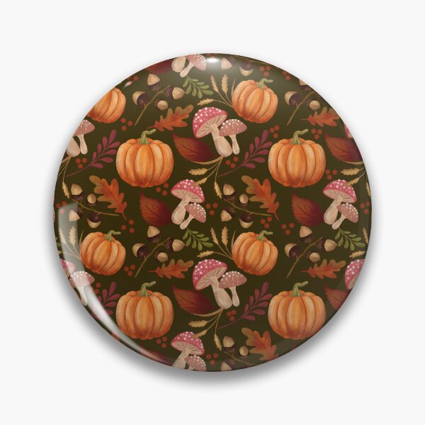Item preview, Pumpkin, Mushroom and Acorns Pattern Green Background designed and sold by ByAllyAlly.