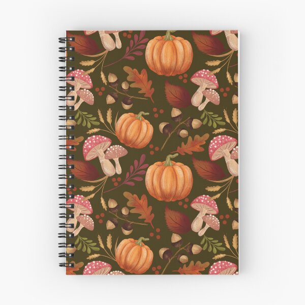 Item preview, Pumpkin, Mushroom and Acorns Pattern Green Background designed and sold by ByAllyAlly.