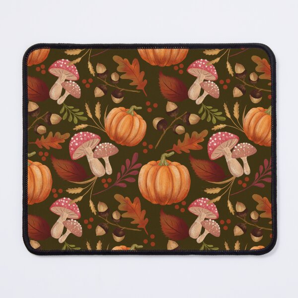 Item preview, Pumpkin, Mushroom and Acorns Pattern Green Background designed and sold by ByAllyAlly.