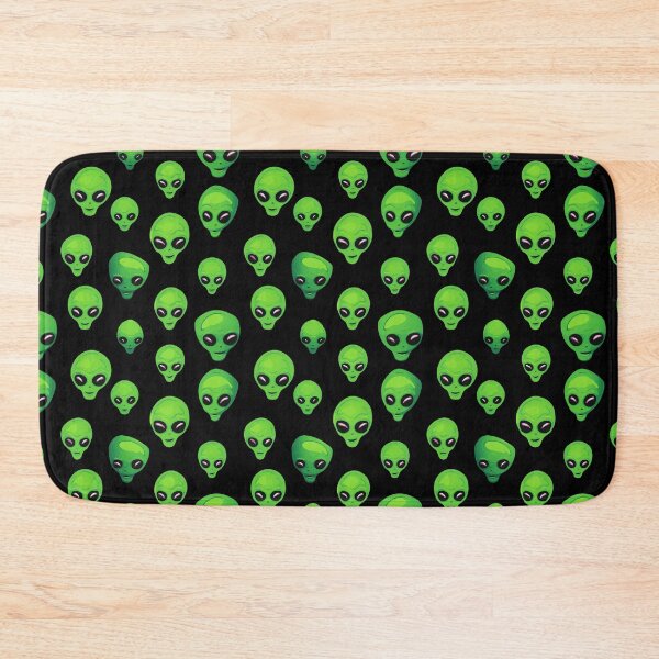 Item preview, Green Alien Black Background Repeating Seamless Pattern designed and sold by ajmatos.