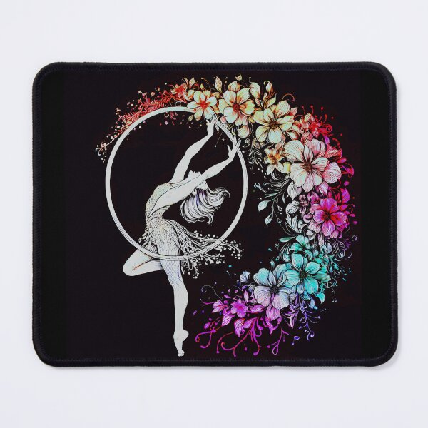 Item preview, Aerial Hoop dancer with colourful flowers flowing behind designed and sold by Neontuna.