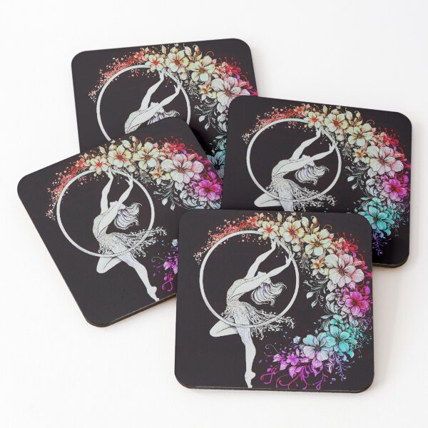 Item preview, Aerial Hoop dancer with colourful flowers flowing behind designed and sold by Neontuna.