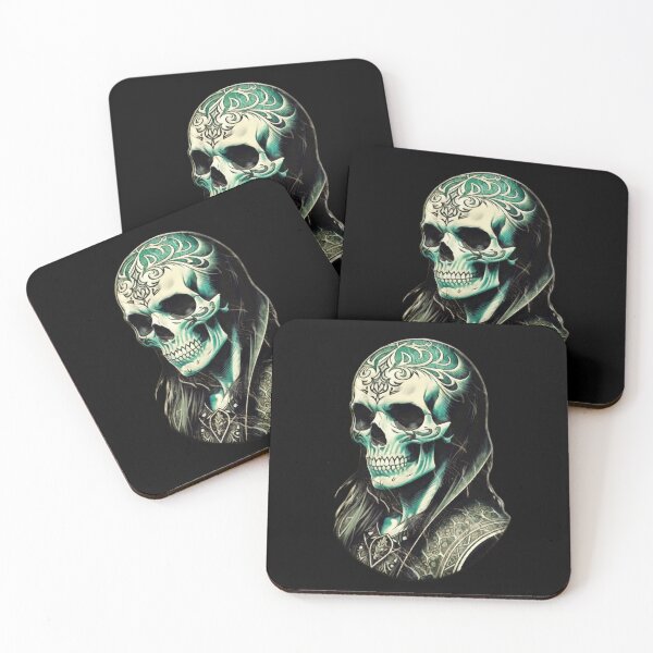 Item preview, "Mystical Skull A work of art in Celtic Gothic style with bright green accents designed and sold by umfhn.