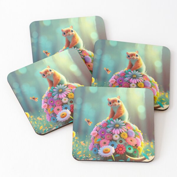 Item preview, Squirrel on a mound of flowers in a meadow designed and sold by JaroDesign2023.