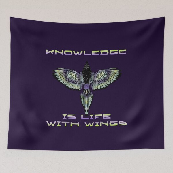 Item preview, knowledge is life with wings. bird wings illustration designed and sold by La Loca.