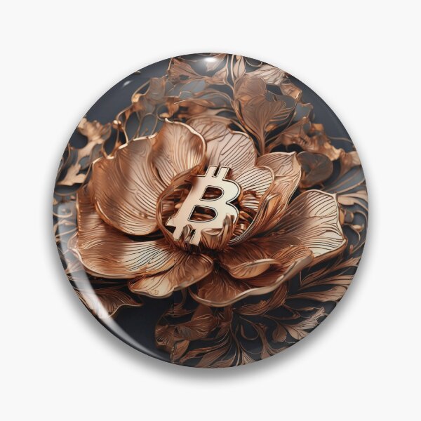 Item preview, Bitcoin Wood Carved Rose-Gold Elegant Aesthetic Flowers Copper Grey Floral  designed and sold by HappyOnEarth.