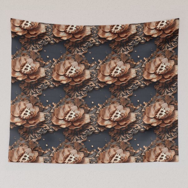 Item preview, Bitcoin Wood Carved Rose-Gold Elegant Aesthetic Flowers Copper Grey Floral  designed and sold by HappyOnEarth.