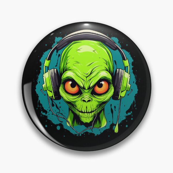 Item preview, Green Reptile Alien Wearing Headphones designed and sold by ajmatos.