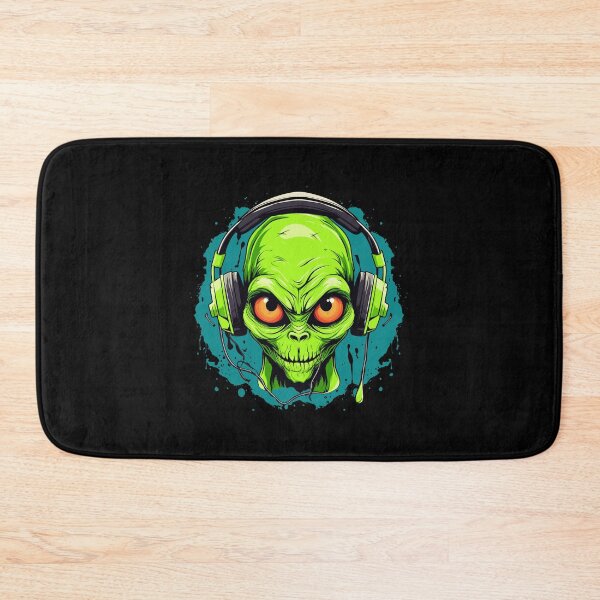 Item preview, Green Reptile Alien Wearing Headphones designed and sold by ajmatos.