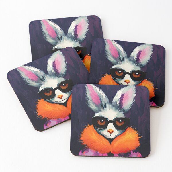 Item preview, Hipster Rabbit with Purple Fur Coat and Sunglasses Fashion Art Print designed and sold by GulDesignCo.