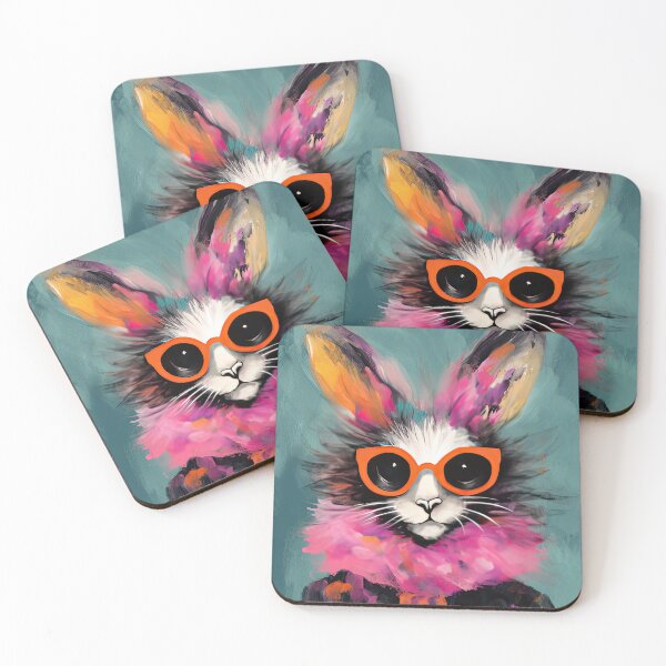 Item preview, Rabbit in Colorful Fur Coat Whimsical Art Print designed and sold by GulDesignCo.
