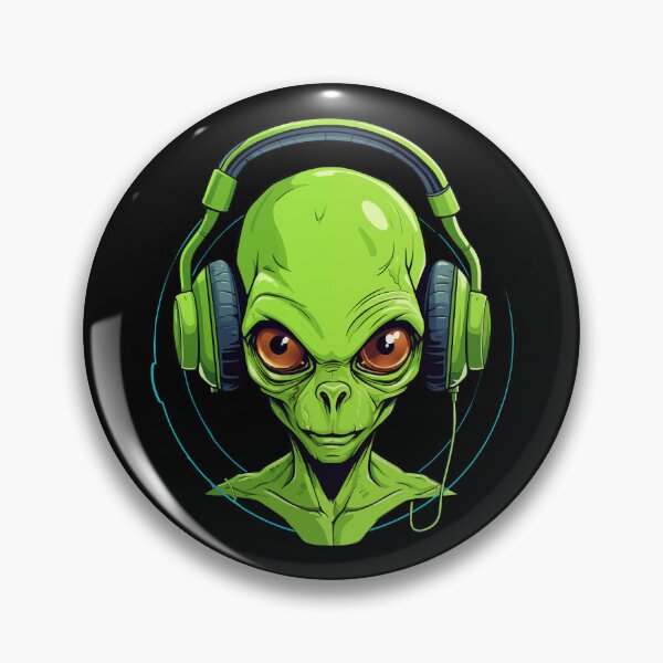 Item preview, Green Alien Wearing Headphones designed and sold by ajmatos.