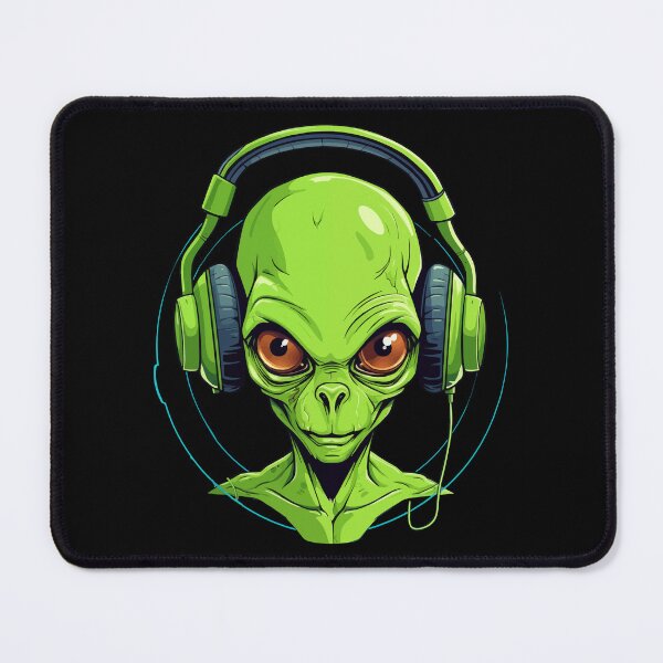 Item preview, Green Alien Wearing Headphones designed and sold by ajmatos.