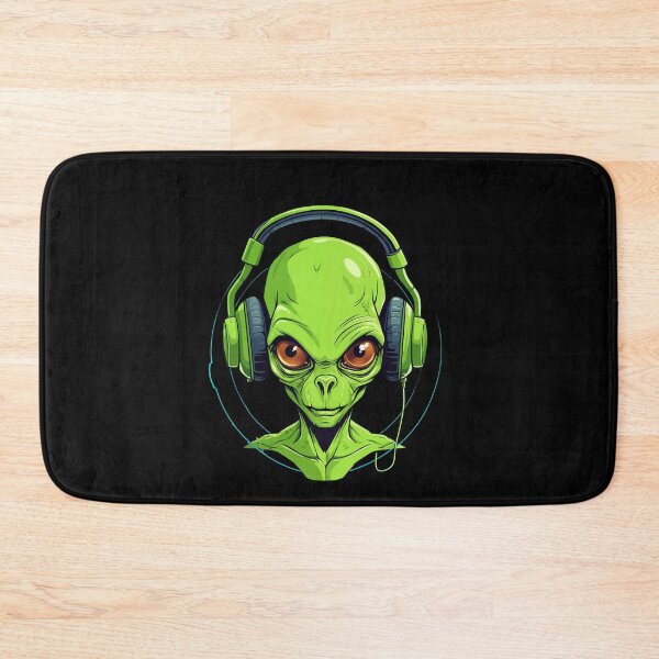 Item preview, Green Alien Wearing Headphones designed and sold by ajmatos.