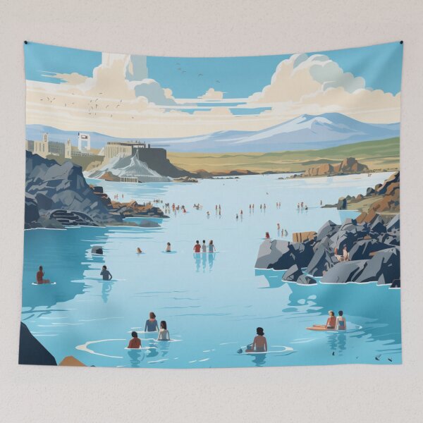 Artikelvorschau, A Pop Art Travel Print of Reykjavik - Iceland  entworfen und verkauft von StudioRedKoala.