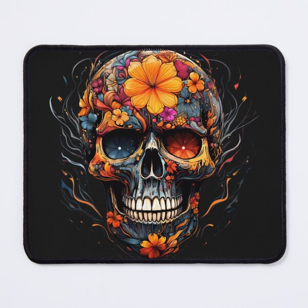 Item preview, Halloween skull with flowers designed and sold by Linework Studio.