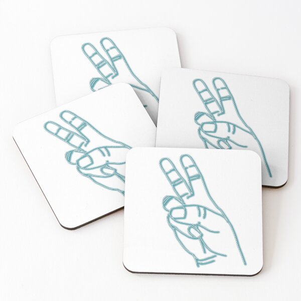 Item preview, Peace Fingers (White Line with Aqua Shadow) designed and sold by Carolyn Pitts.