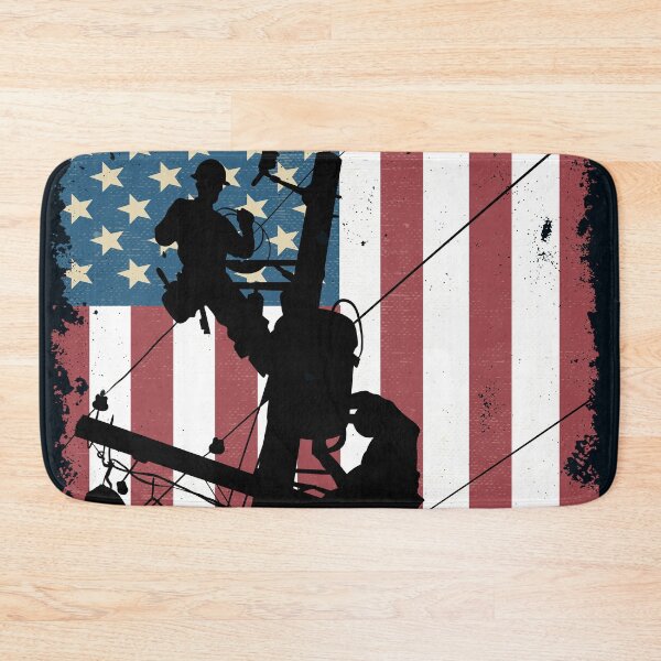Item preview, Cool Retro American Lineman Silhouette - Patriotic Electrical Lineworker Art designed and sold by LineXpressions.